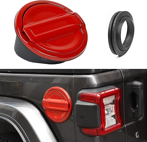 Vista 15 de JeCar Tapa del tanque de gasolina cubierta de aluminio para puerta de llenado de combustible compatible con Jeep Wrangler 2018-2024 JL & Unlimited