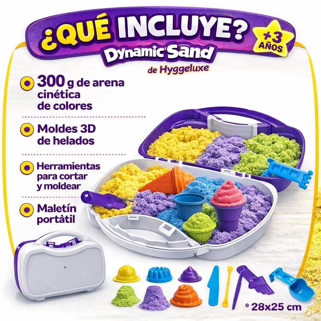 Maletín de actividades y arena mágica con Moldes de Helados – Arena Cinética – Maletín Portátil con Herramientas y Figuras 3D – Juguete Sensorial Educativo para niños y niñas de 3 4 5 6 7 8 años — view 2