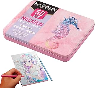 Conjunto de lápis de cor para crianças, 50 Lápis de Coloração Macarrão Cores Macio, Conjunto de lápis de colorir para crianças adultas, livros de colorir, rabiscos, esboços, desenhos, materiais de A/r