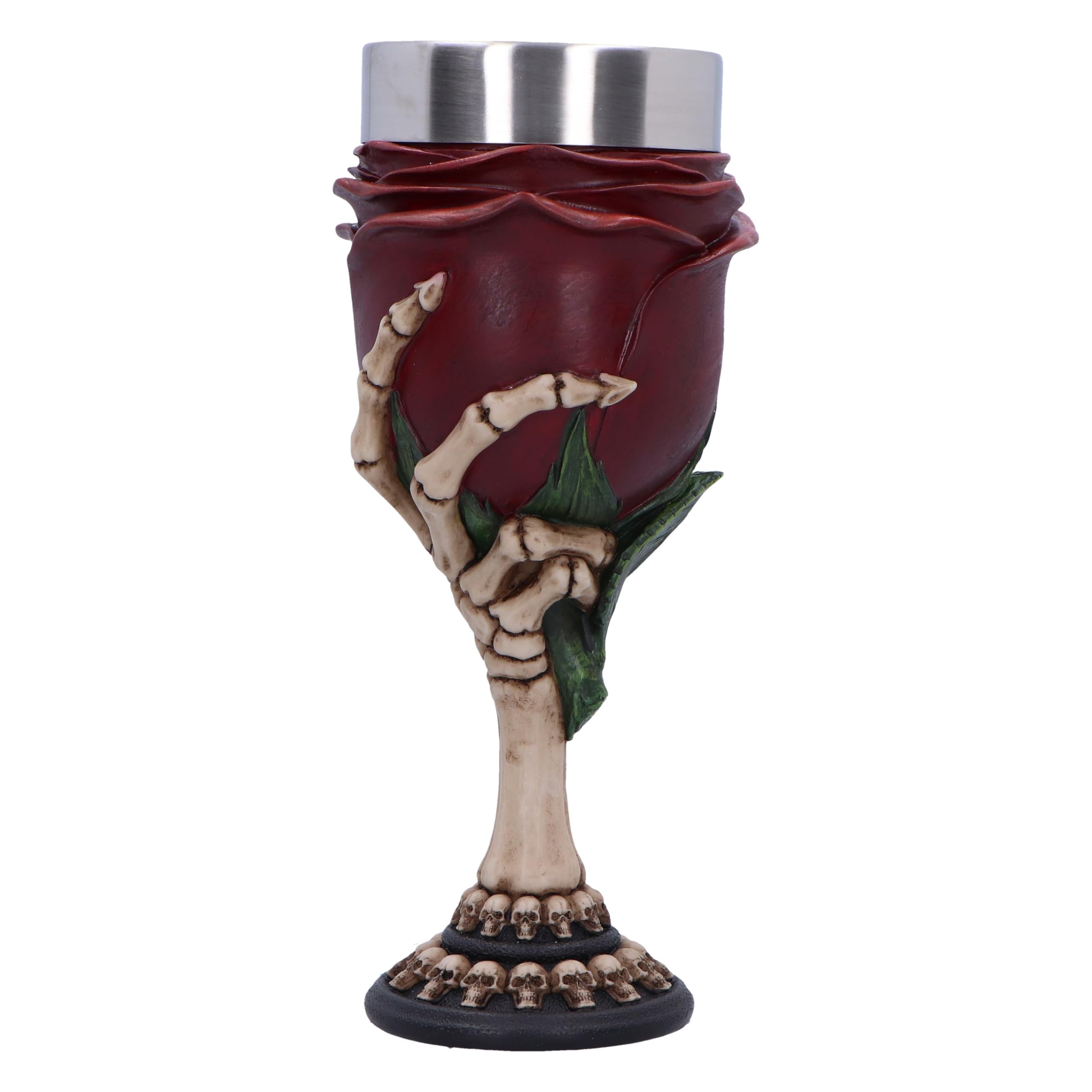 Nemesis Now Rose Goblet 20cm, Red, Resin, Skeleton Rose Design, Stainless Steel Insert, Cast in Finest Resin, Expertly Hand-Painted