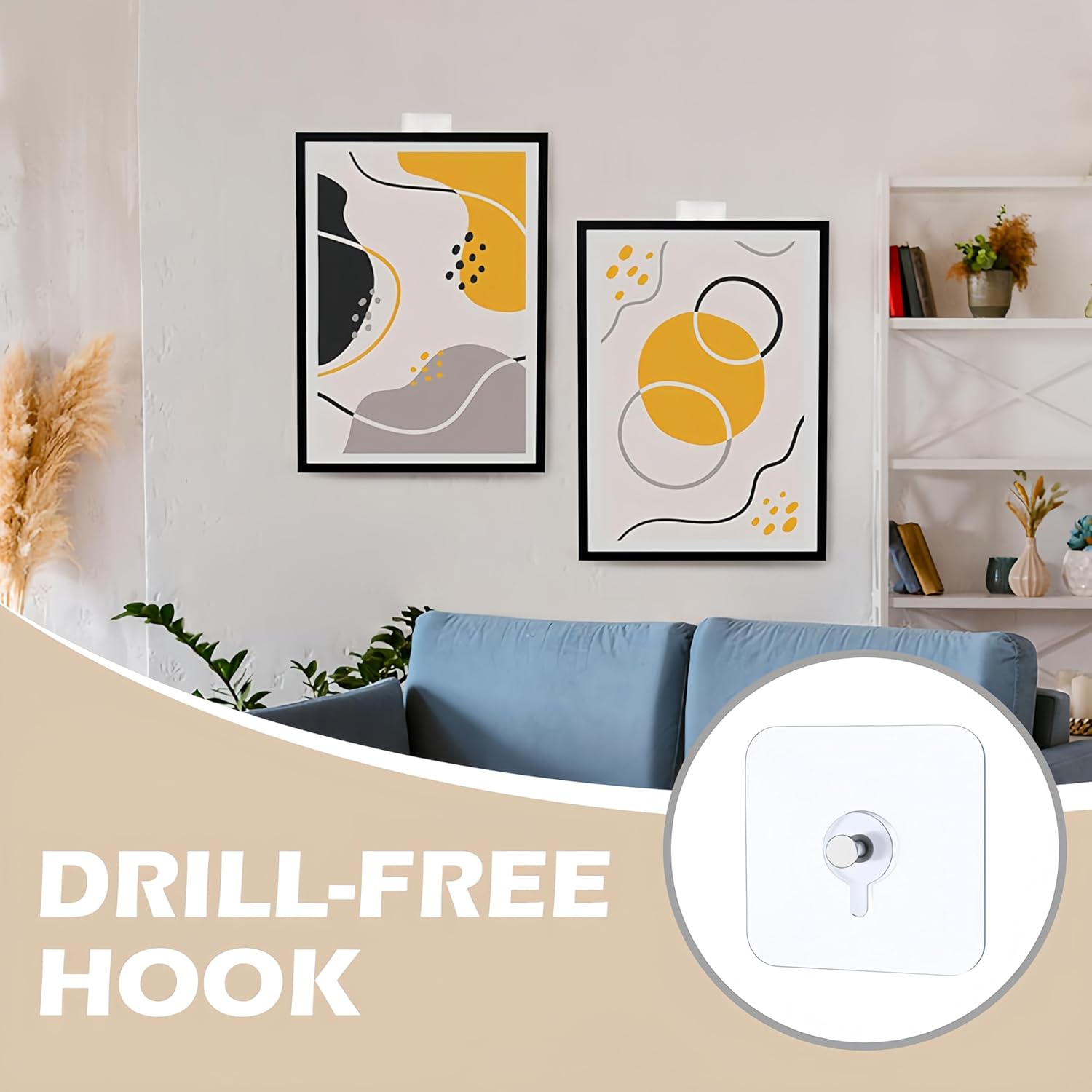 Adhesive Frame Titler Hooks, 2026 New Adhesive Picture Hooks Home Table Without Piercing for Paintings, Hanging Hooks Without Nails for Mount Wall Shelf, Bathroom, Kitchen (30)