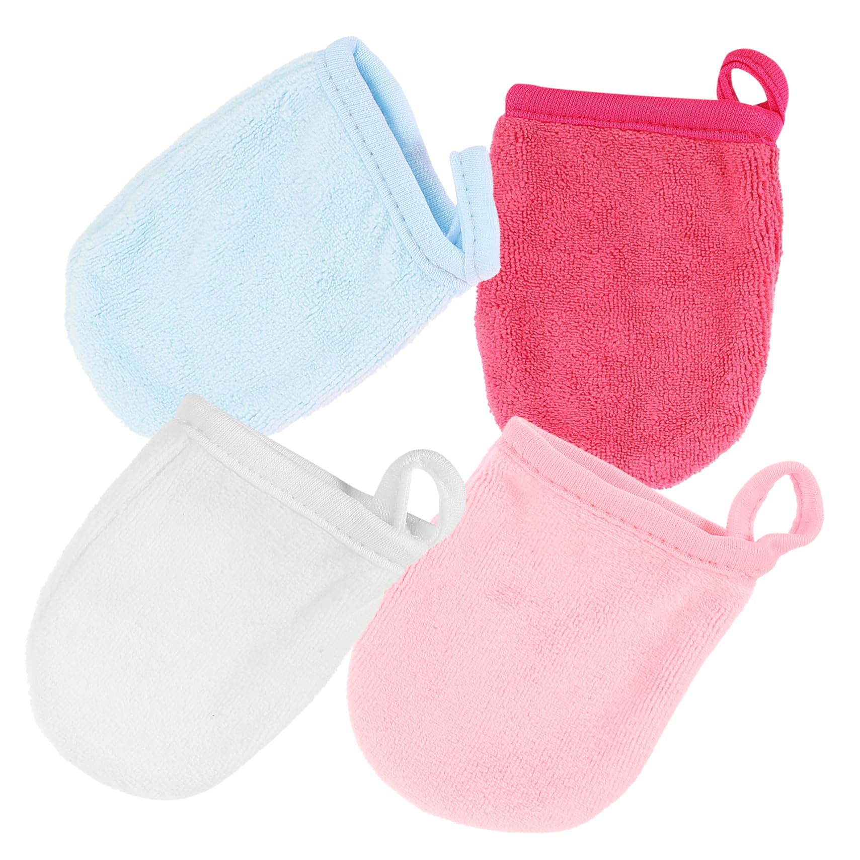 SOESFOUFU4Pcs Microfiber Face Cleaning Gloves Reusable Makeup Remover Mitts Exfoliating and Facial Washing Gloves for Gentle Skin Care Reusable Face Cleansing Pads