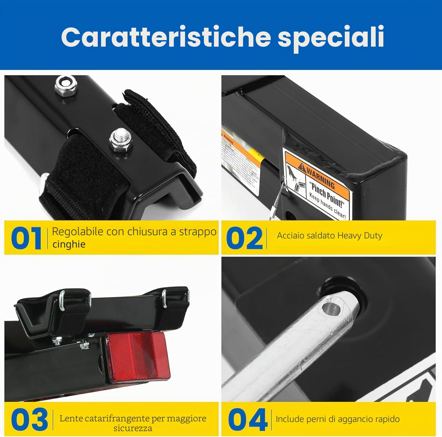 MAXXHAUL 70210 Hitch Mount Portabici 4 Bici, Nero, per Auto, Camion, SUV Minivan, Grande
