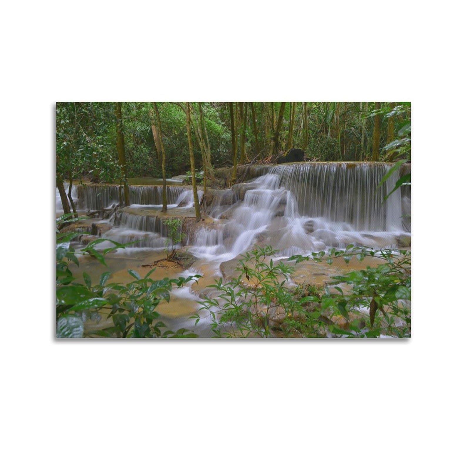 CPGLJD Landscape Art Poster Waterfall And Forest Poster Decorative Painting Canvas Wall Posters And Art Picture Print Modern Family Bedroom Decor Posters 24x36inch(60x90cm)