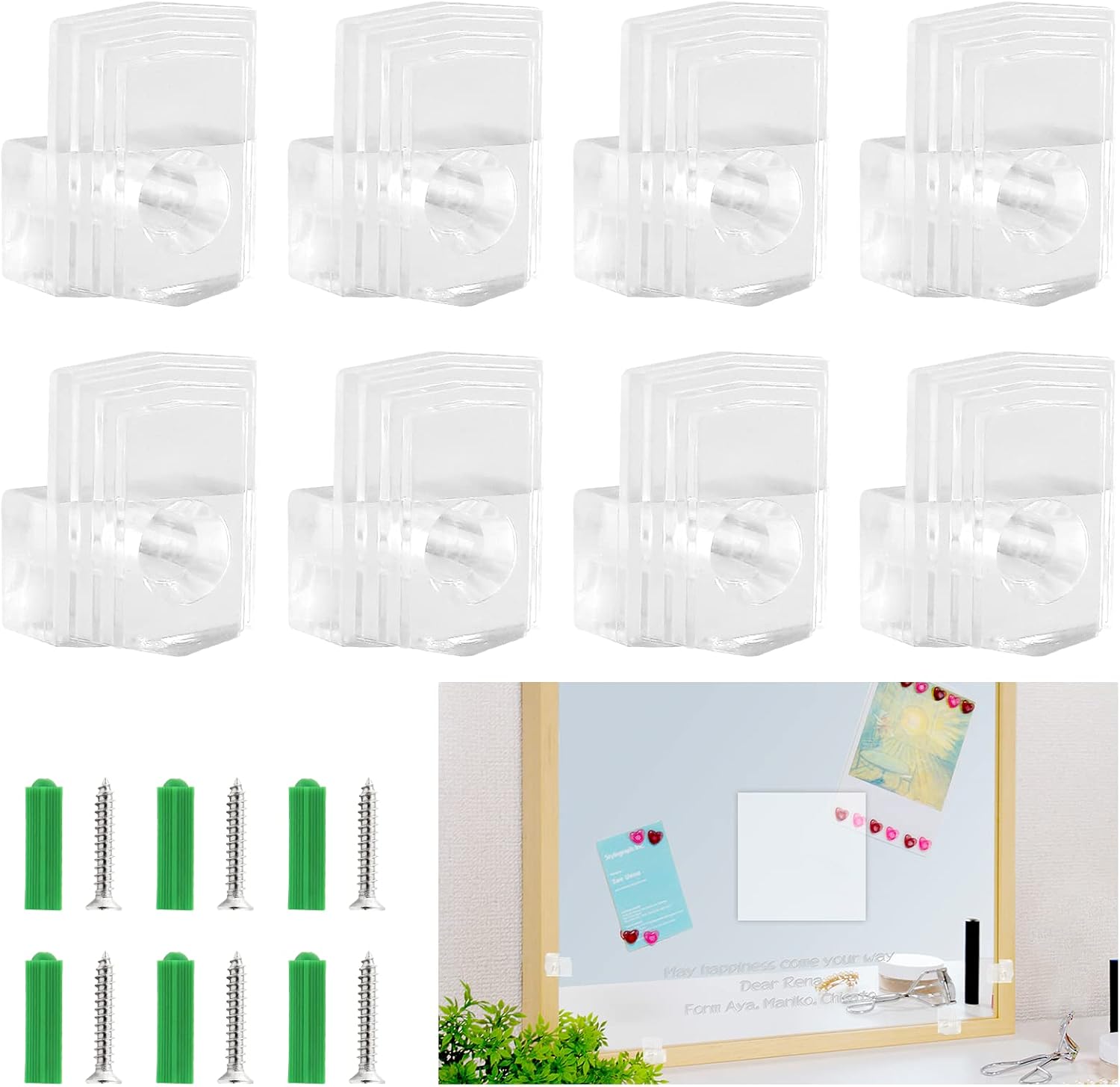 Qjaiune 20 Pack Mirror Holder Clips for Walls, Clear