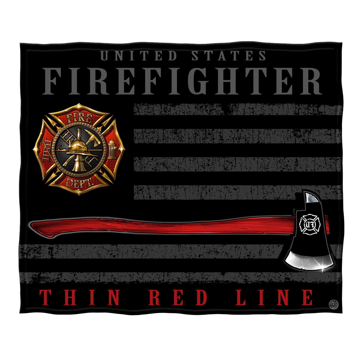 Erazor Bits Firefighter Patriotic Flag Axe Premium Plush Blanket