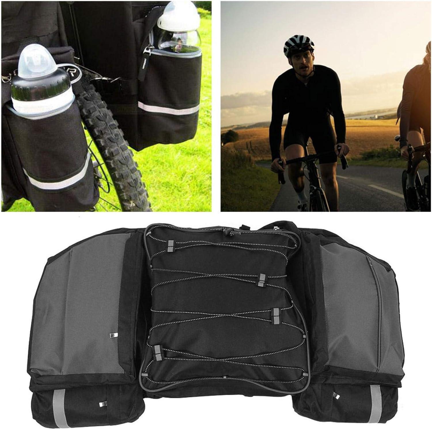 EVTSCAN Bike Panniers & Rack Trunks,Bicycle Bag 3 in 1 Cycling Rack Goods Shelf Package Luggage Pack for Mountain Bike