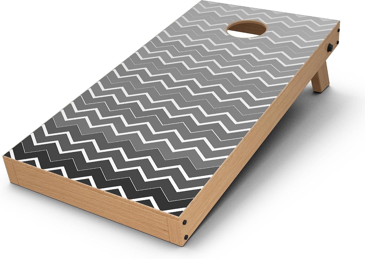 DesignSkinz - Decorative and Protective Scratch Resistant Skin Vinyl Wrap Kit for Cornhole Boards - Black Gradient Layered Chevron