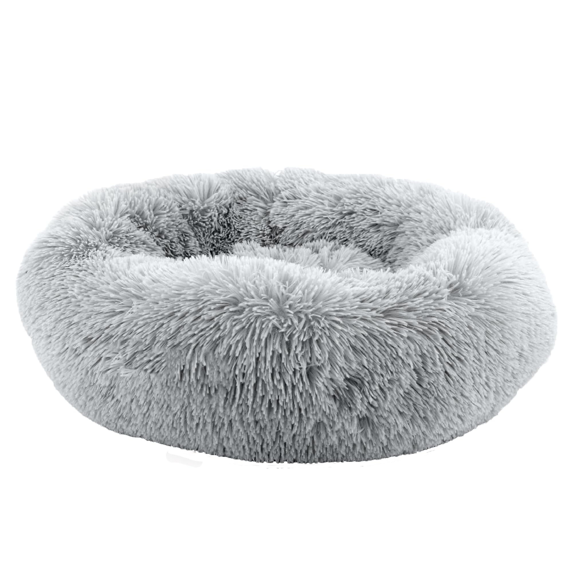 Ancol Super Plush Donut Dog Bed in Slate Grey - Comfortable Indoors Snuggle Pad with Raised Rim - Cosy Puppy Mat Sleeping Place - 50cm