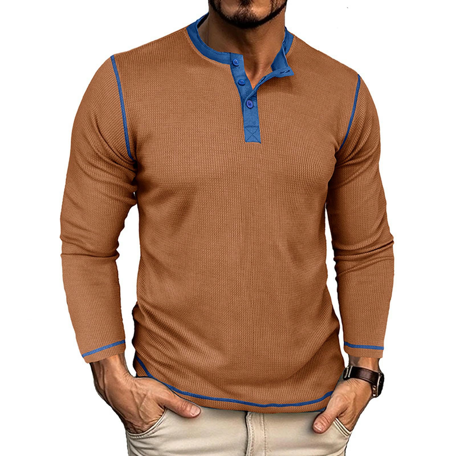 Męskie T-shirty Męska koszula z długim rękawem na guziki – codzienna koszula golfowa w stylu vintage, regularny krój, miękka, oddychająca, lekka odzież robocza i top na siłownię