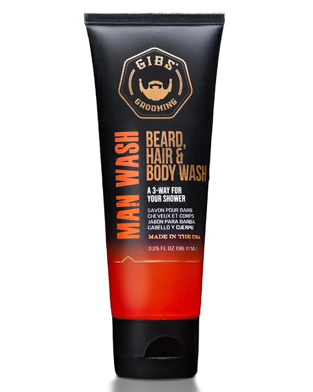 GIBS Man Wash 3 em 1 para barba, cabelo e corpo, fragrância Amber, 355 mL