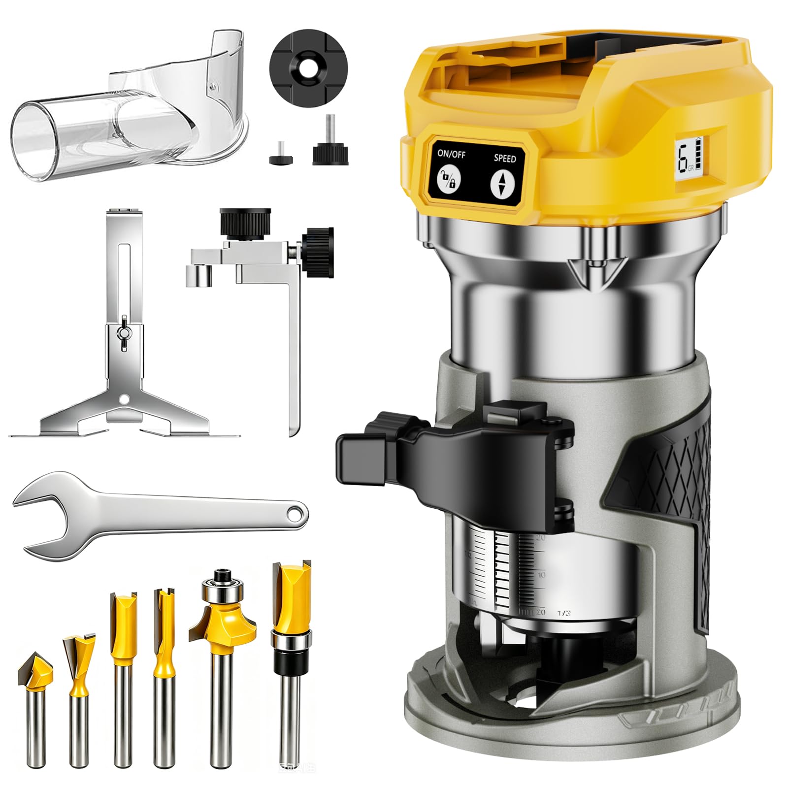 Cordless Compact Router Compatible with Dewalt 20V Battery(Bare Tool)