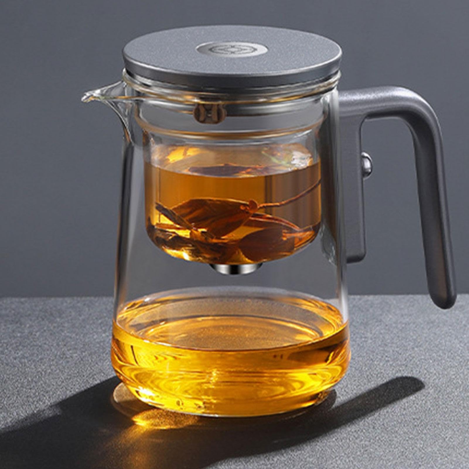 Tea Infuser Pot - Eleganter loser Tee mit herausnehmbarem Edelstahlfilter | Hitzebeständiger Glaswasserkocher für Kräutertee, Grün, Oolong und Schwarz