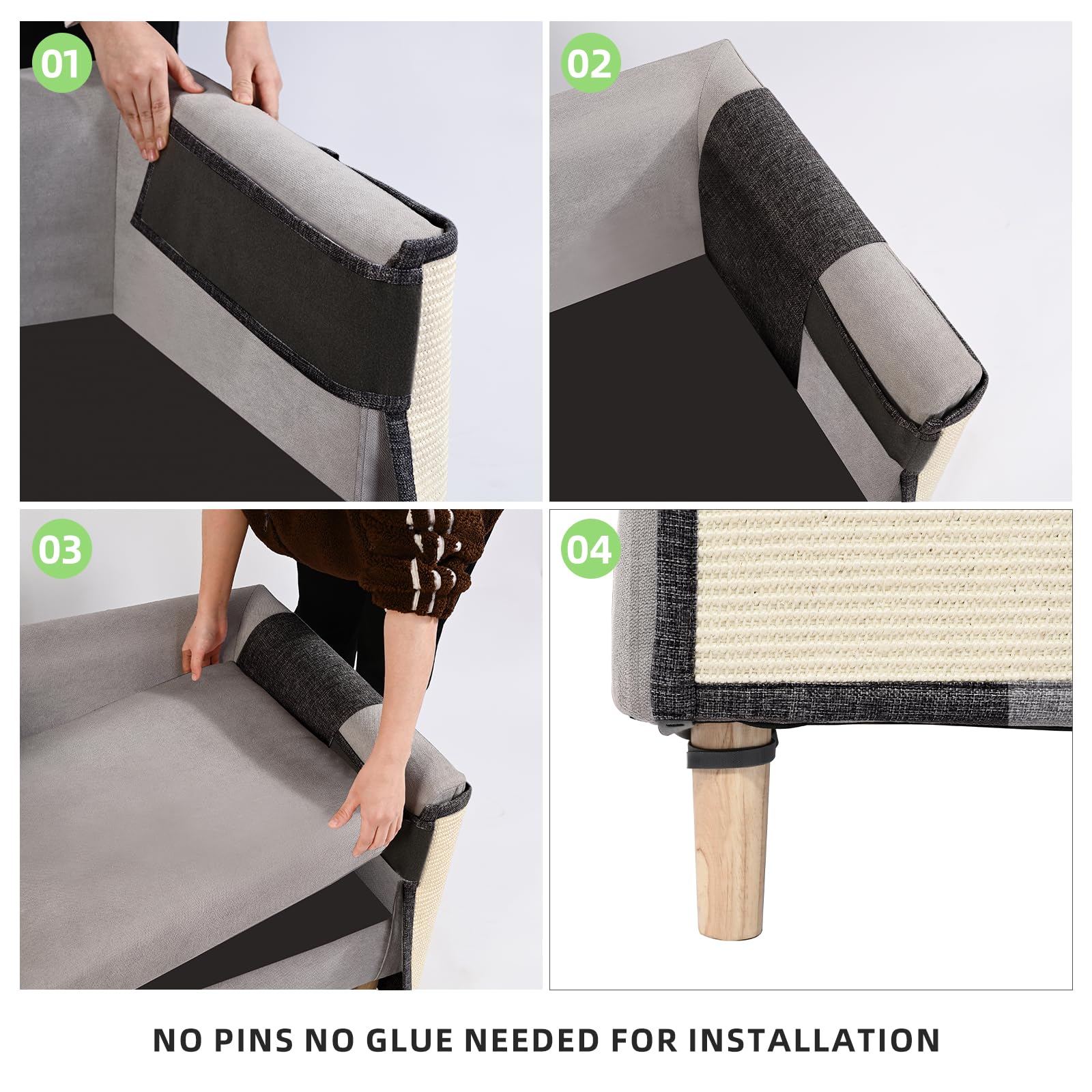 Protector de sofá de tamaño grande para gatos, protector de sofá de sisal de 69.8 x 49.8 cm contra arañazos de gatos/perros para uso en sofá de brazo grande (tamaño grande para mano izquierda)