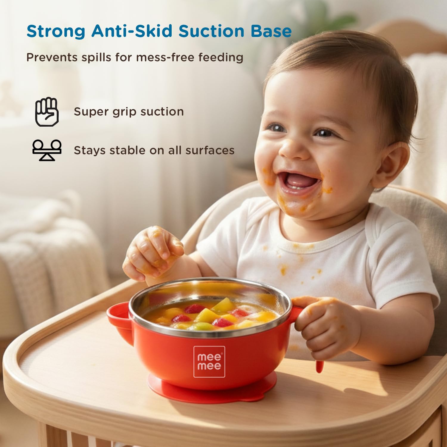Mee Mee Air Tight Baby Feeding Bowl | BPA Free | Stay Warm Bowl | Food Remains Warm | Suction Non-Spill Bowl 4