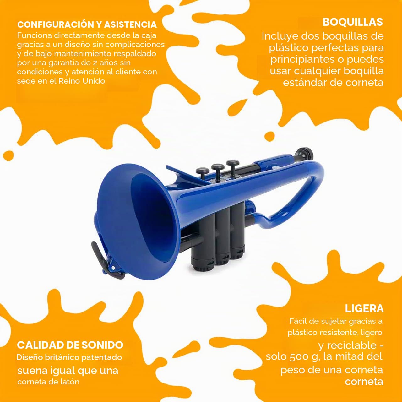 pCornet 700621, Corneta azul en Bb de construcción corta