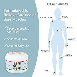 Sore No More Cool Relieving Gel for Aches & Pains in Muscles & Joints associated with Strains, Bruises & Sprains | Absorbs Quickly with a Refreshing Lemon Aroma | 8 oz Jar