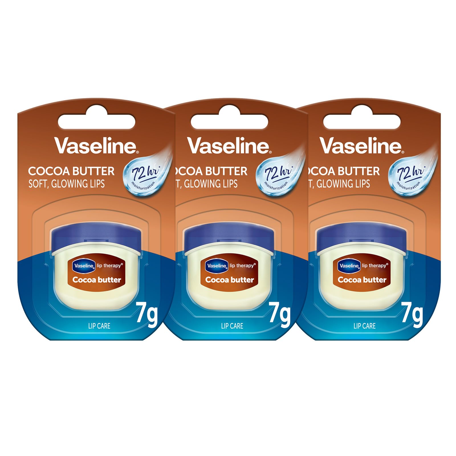 Vaseline Lip Therapy 7G Cocoa Butter, Pflegender Lippenbalsam für optimale Feuchtigkeit, 3x7g (Cocoa Butter (3er Pack))