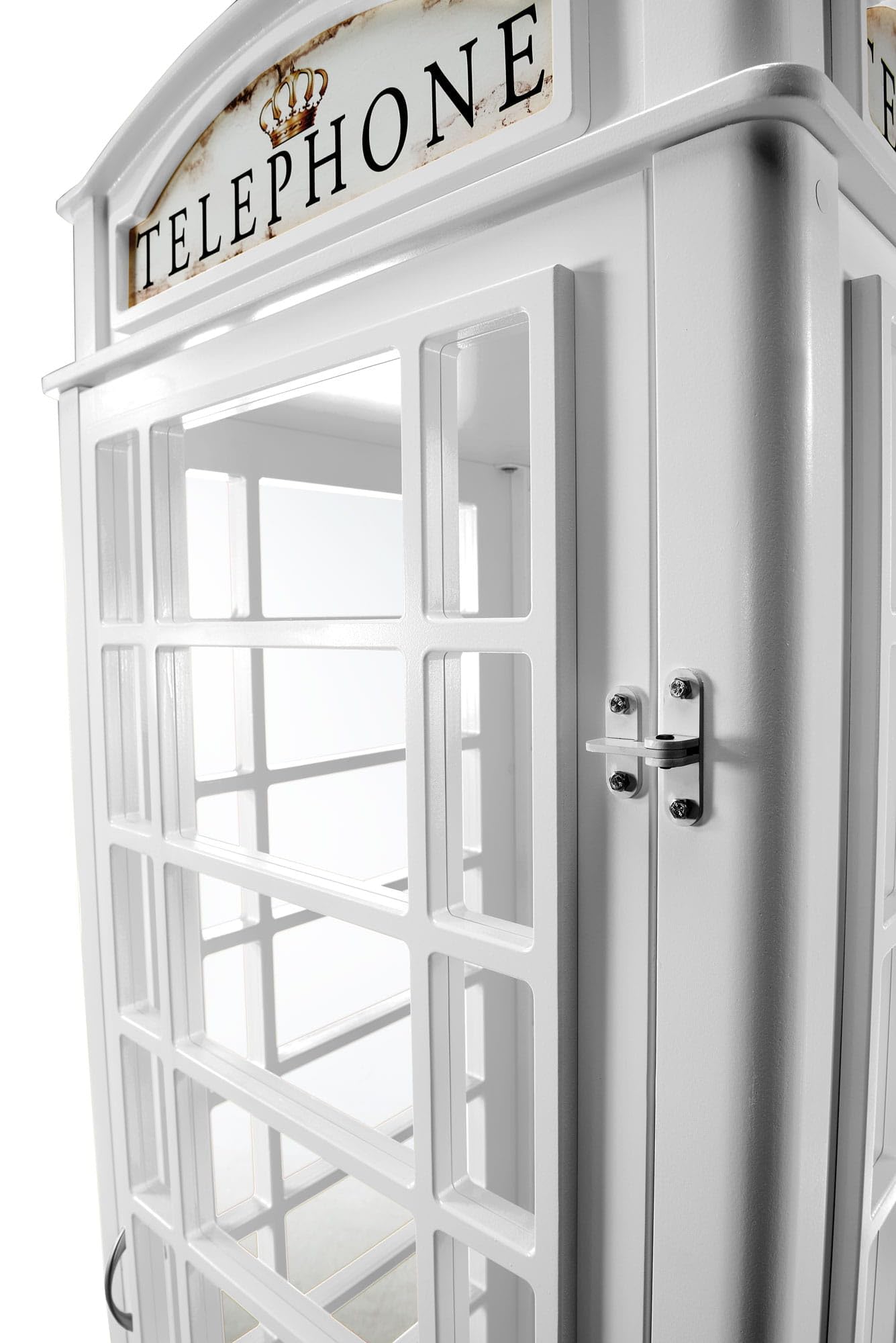 PLASTIKO | Ein Kabinett | Schrank | Dekorative Vitrine in Form Einer englischen Telefonzelle | Ursprüngliches Formular | Für Kinder | Zum Unternehmen | 4 Einlegeböden | Funktional | Solide | Weiß