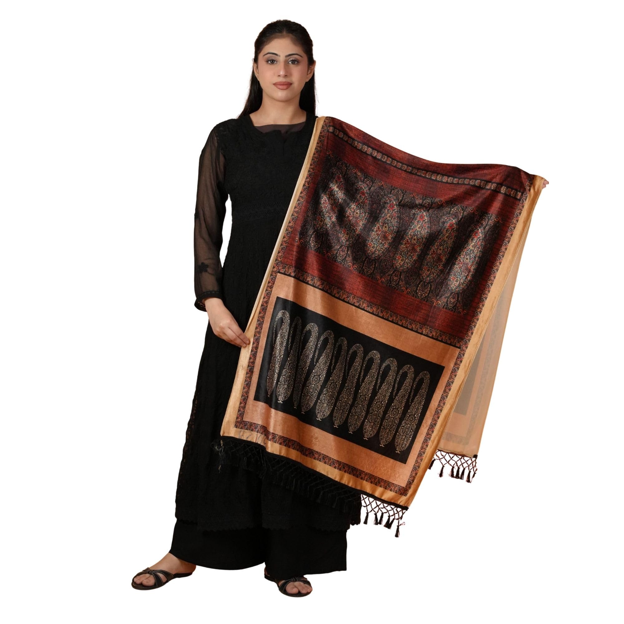 Velvet Printed Shawl for Women | Elegant Ethnic Accessory-image-9