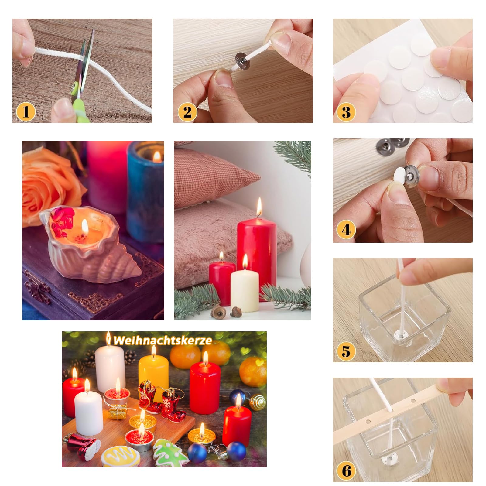 Set Sabbia Per Candele - 8 Colori Con Stoppini Per Fai Da Te