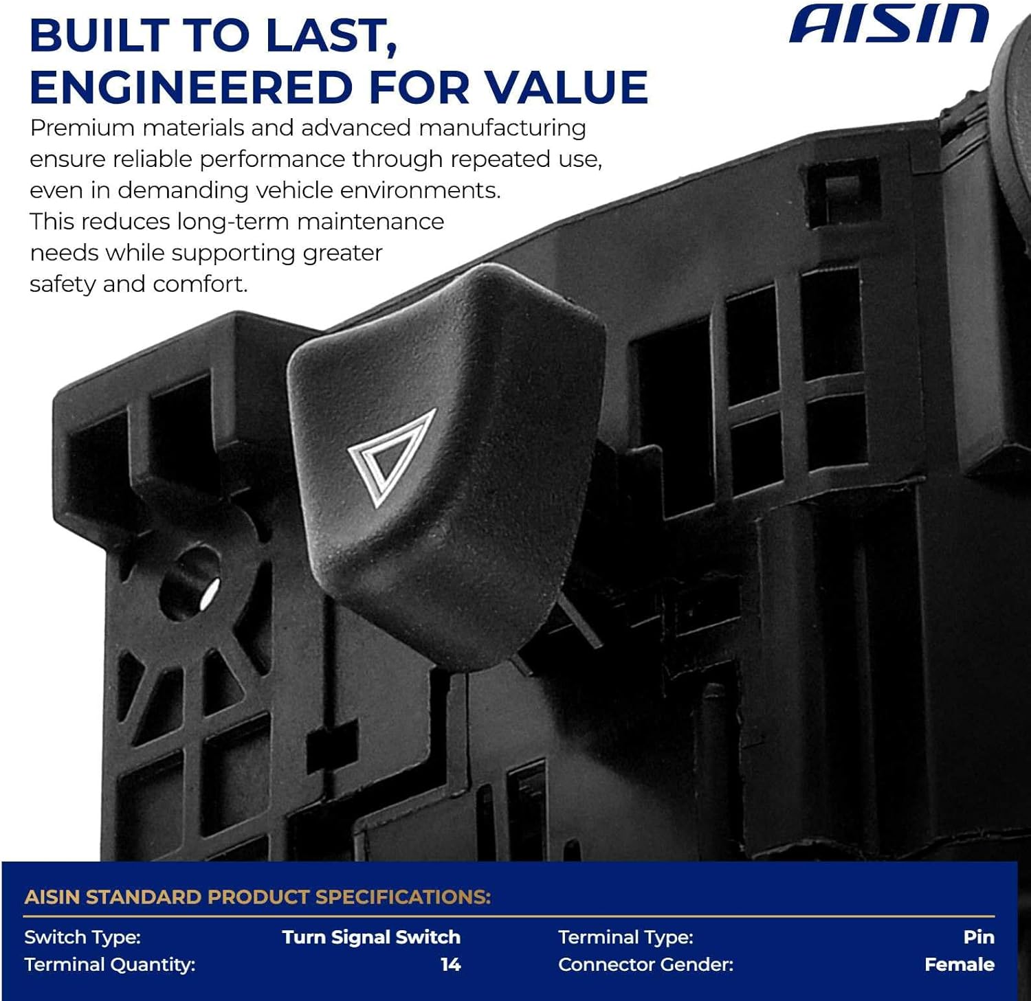 AISIN AFTERMARKET TSSFD-00384 Turn Signal Switch Multi-Function Combination Switch - Compatible with Ford F-150 2009-2010 - with 14-Blade