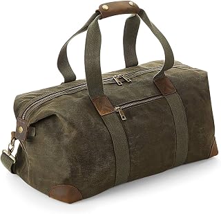 Heritage Leather Accented Waxed Canvas Holdall (One Size) (Olive Green)