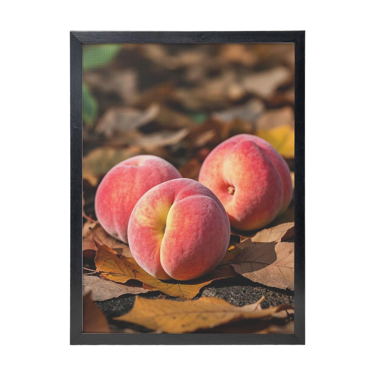 Framed Wall Art - Decorative Canvas Painting Pink Peach Fruit Fall Pictures Poster Aesthetic Modern Prints Artwork for Bedroom Office Wall Decor Ready To Hang 12x16 in