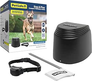 PetSafe Stay &amp; Play Compact Wireless Dog Fence, Easy Rechargeable Battery, Secure up to 3/4 Acre, No-Dig Portable Fencing, America&#39;s Safest Fence From Parent Company INVISIBLE FENCE Brand