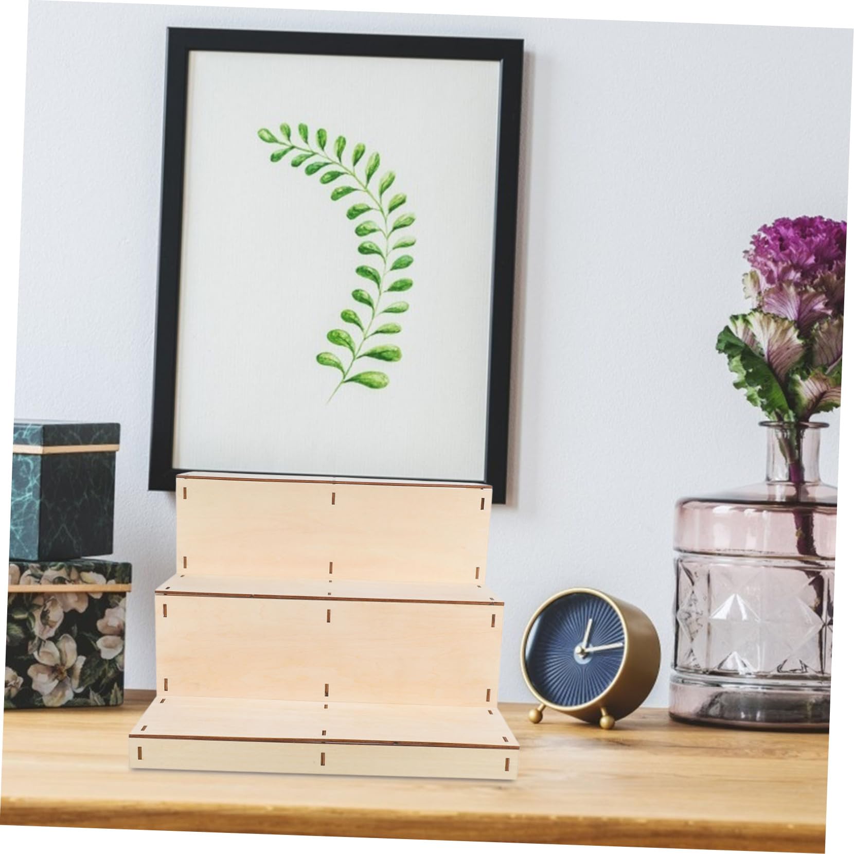 STOBAZA Holzpräsentationsständer mit Mehrstufigem Design für Parfüm Schmuck und Figuren Stabiles Holzregal für Hochzeiten Partys Hause