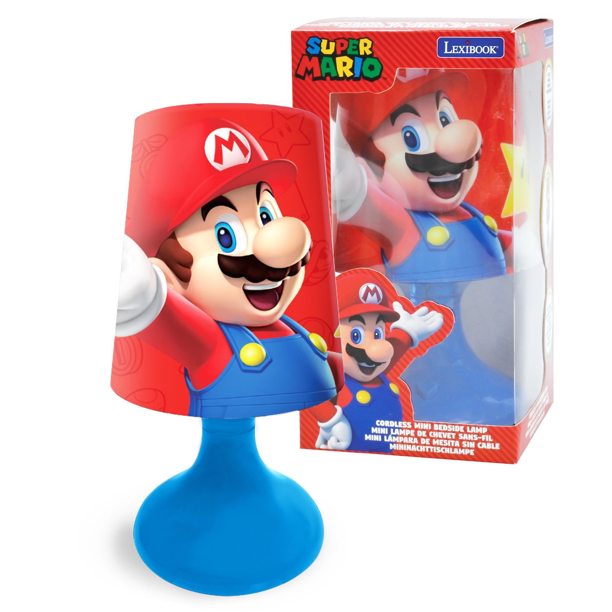 LEXIBOOK Cordless Mini Bedside Lamp and Nightlight Nintendo - Red - MLT10NILXB