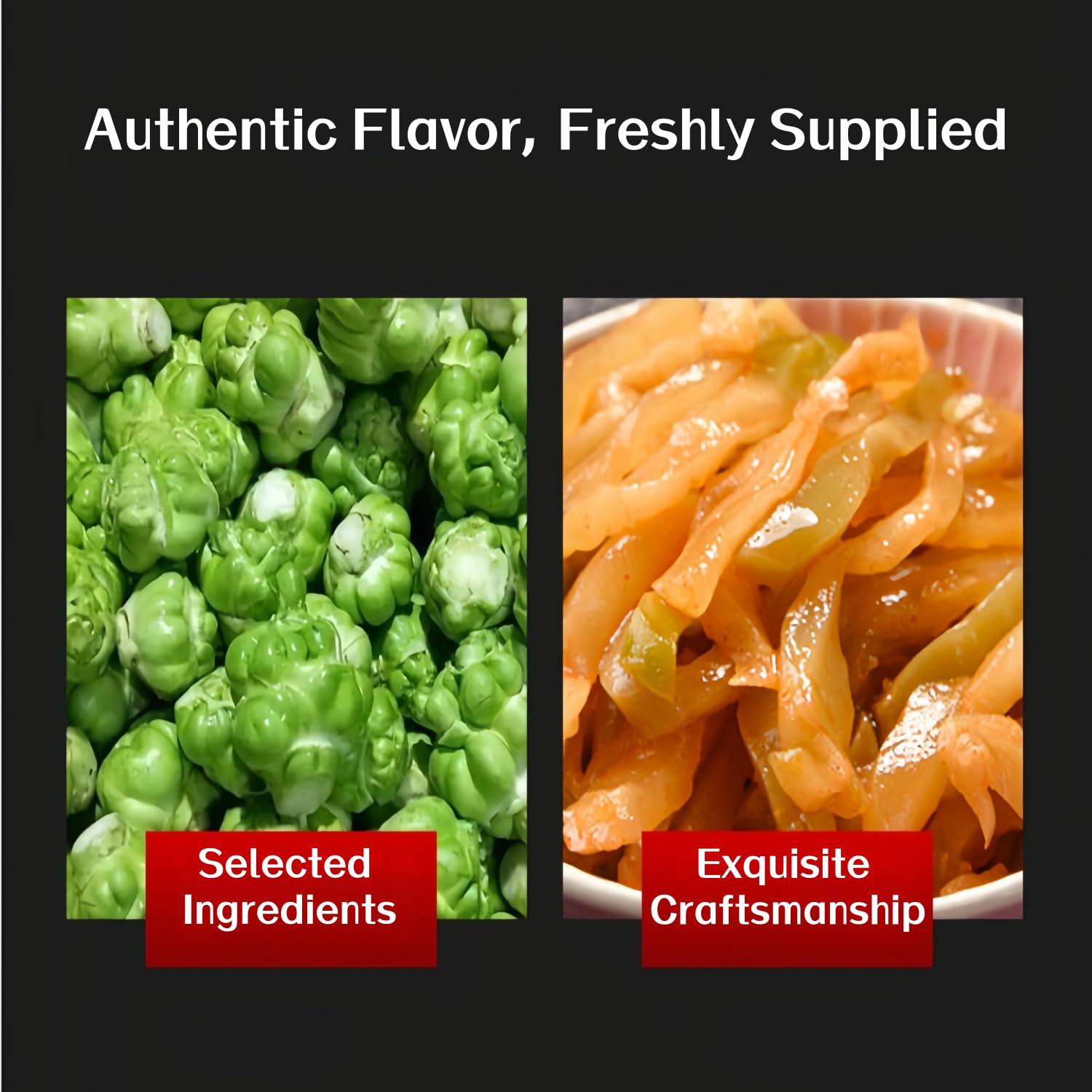 Chinese sichuan pickled mustard tuber greens, crisp and refreshing, perfect with rice. 70g*3, 210g (7.4 ounces) can be served with sandwiches, burgers, snacks, or fried rice