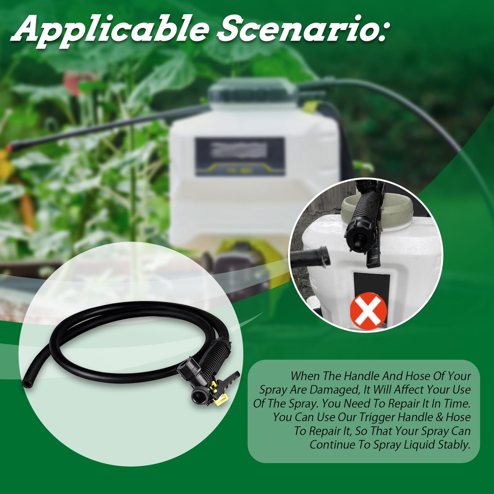 XTPTFABS 564605002 Mango de gatillo y manguera compatible con Ryobi P2804 One+ pulverizador de mochila de 4 galones (mango de gatillo y manguera)