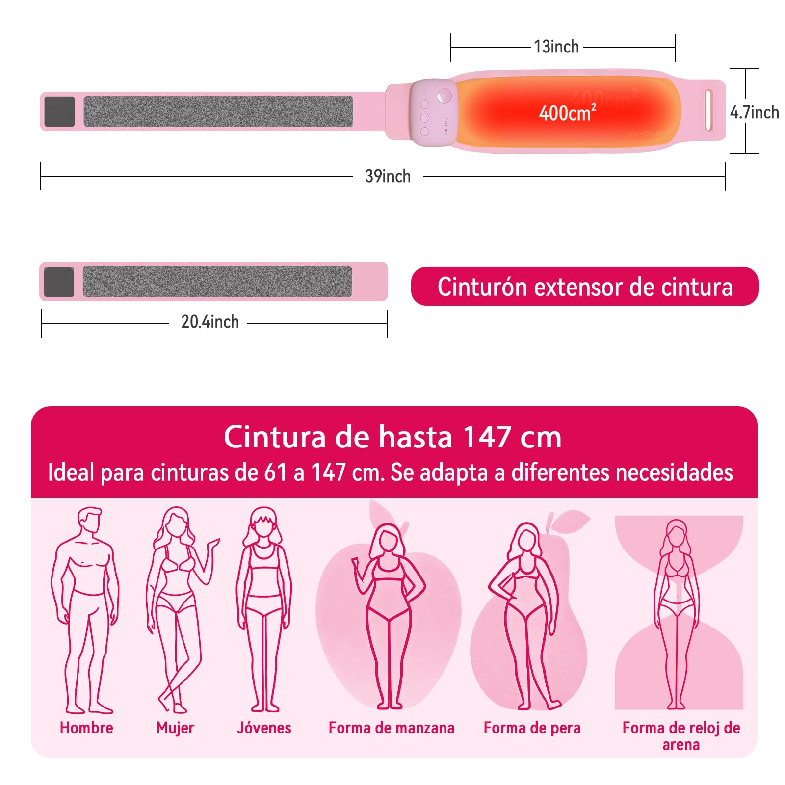 Almohadilla térmica para aliviar el dolor menstrual, recargable, portátil, de 5000 mAh, con área de calentamiento suave de 400 cm², ideal para aliviar el dolor menstrual. Regalos para mujeres