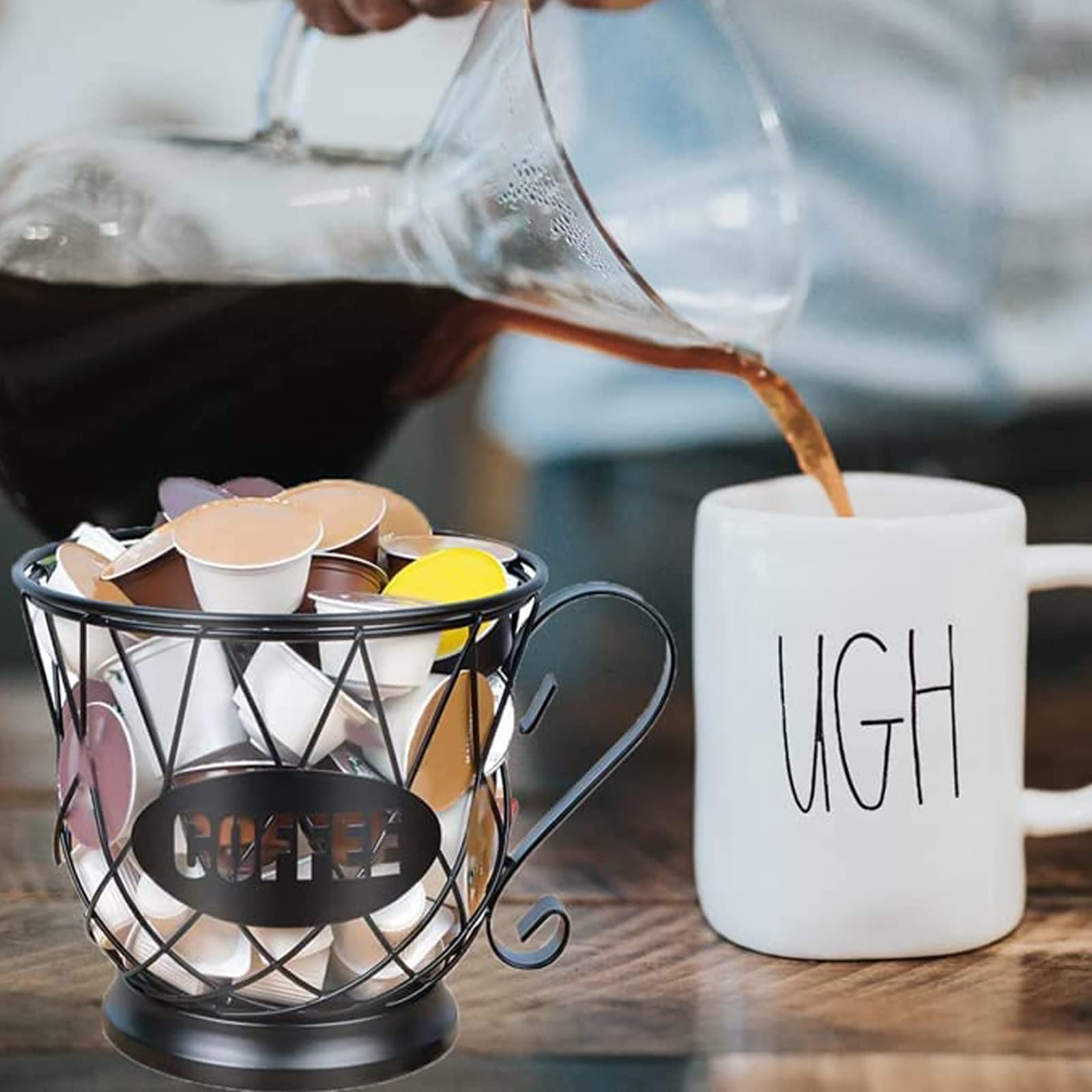 Cestello Per Capsule di Caffè, Contenitore Per Capsule di Caffè, Grande Capacità (65 capsule) a Forma di Tazza Classica Scavata Abbellisci La Tua Cucina
