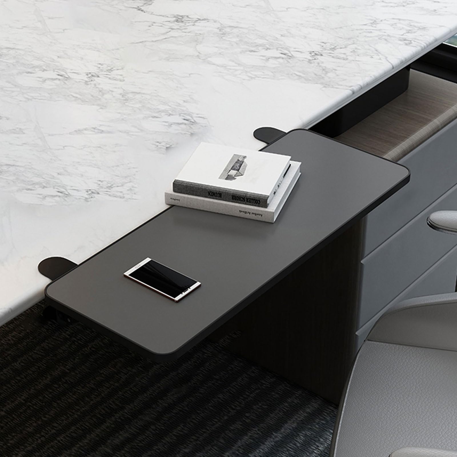 Zenithuxe Ergonomics Desk Extender Tray.Foldable Keyboard Drawer Tray.Computer Elbow Arm Support.Extended Space,no Need To Drill Holes,easy Installation.