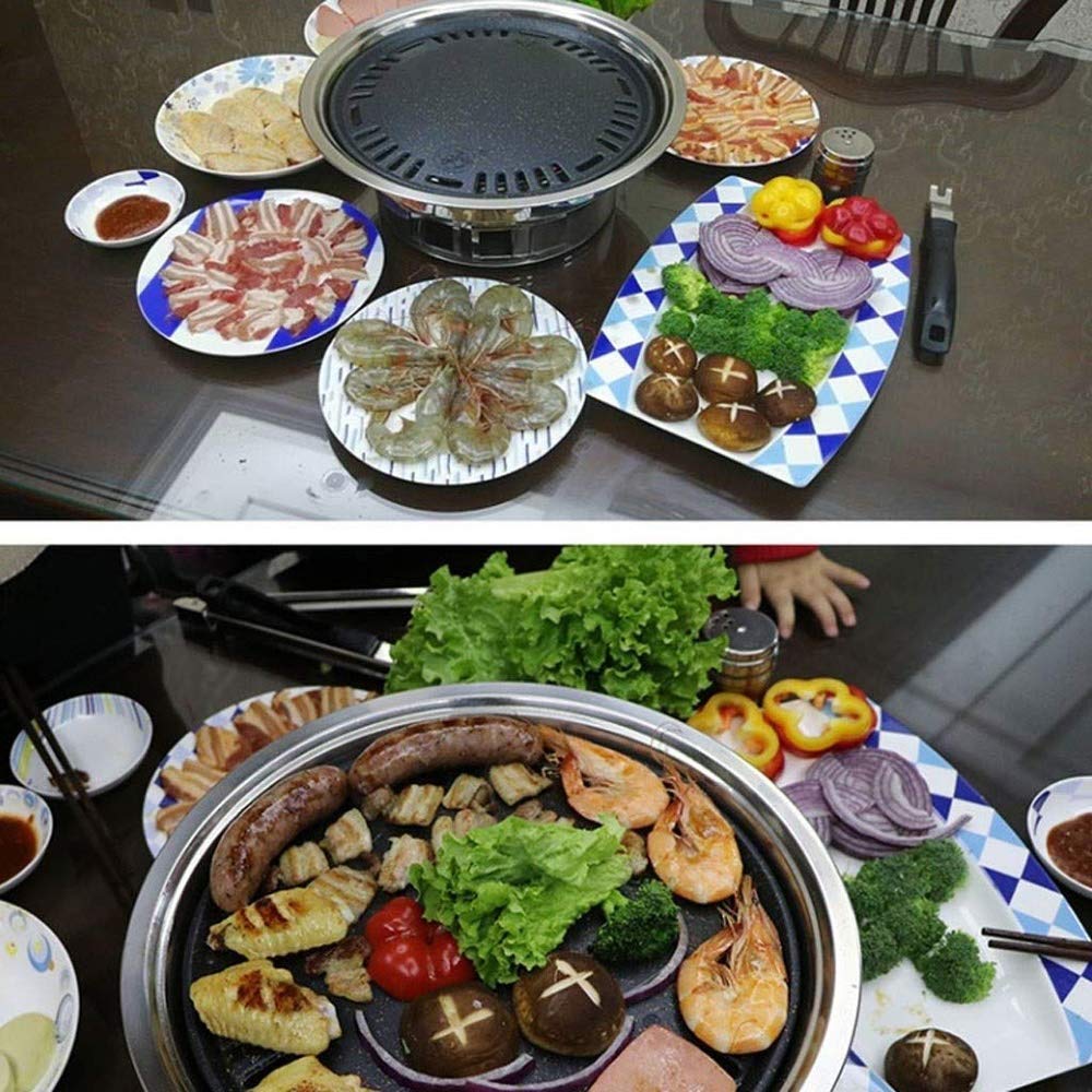 Supporto per barbecue, Il barbecue portatile da picnic rotondo senza fumo all'aperto è stabile e durevole, 34,5 29, 12 cm