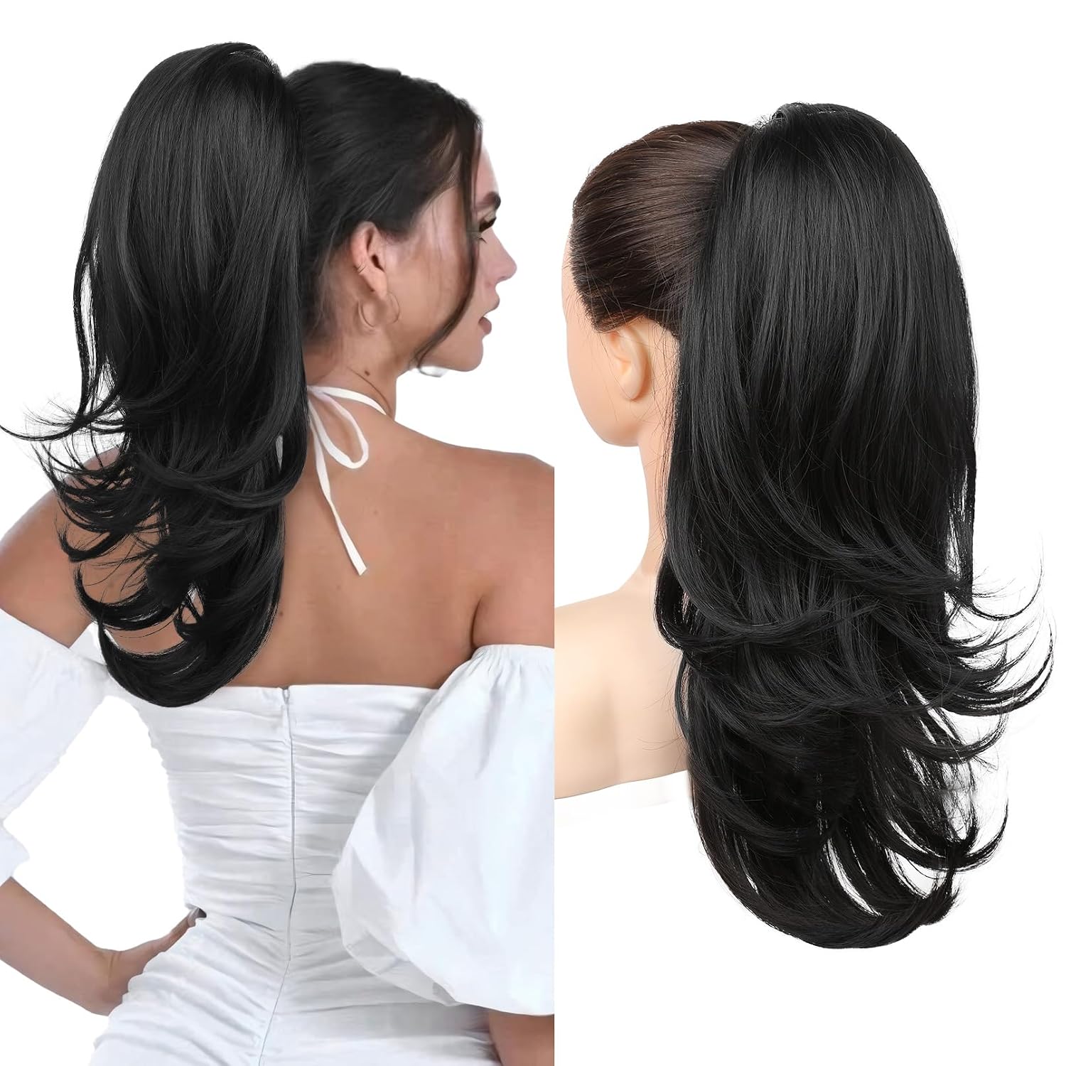 Flufymooz Ponytail Extension - 20 Inch Natural Synthetic Hair