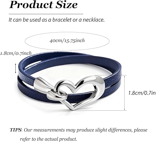 Miniatura 6 de Long tiantian Leather Bracelets for Women Men Heart Wrap Bracelets Western Jewelry Cowgirl Outfits Birthday Valentines Day Gifts for Her