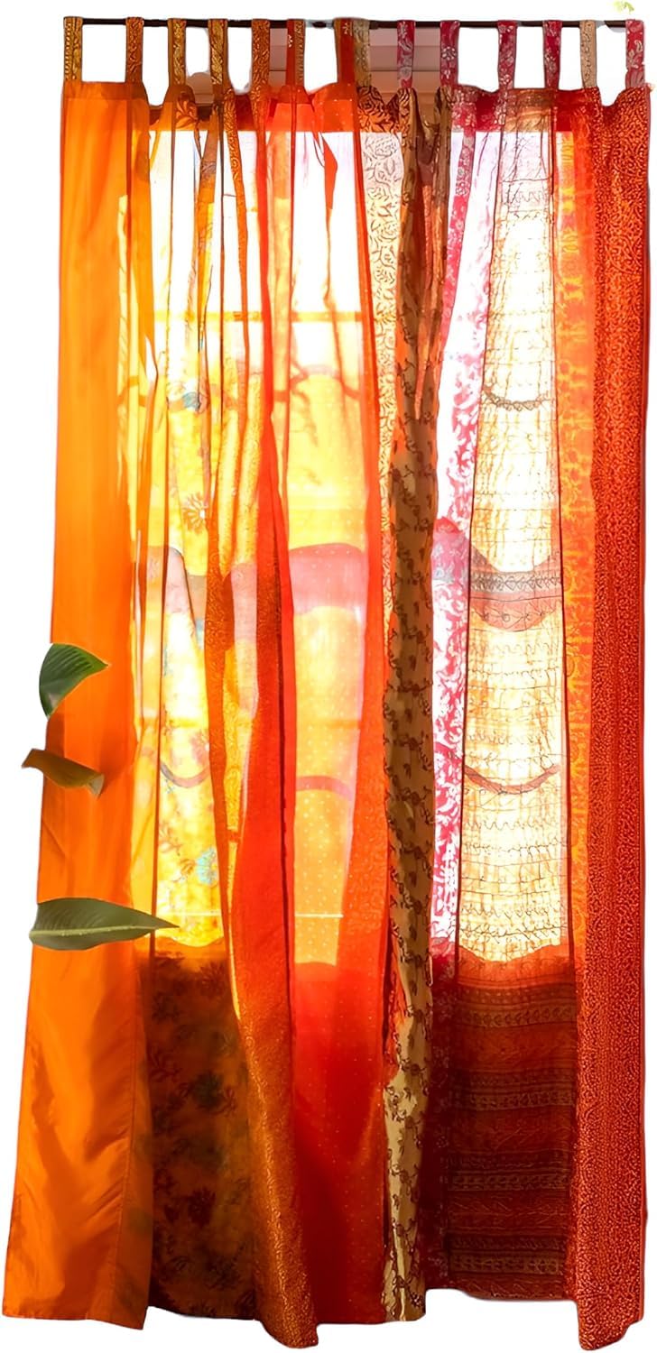 Silk Pachwork Curtain インドサリー　#A22 シングル Amazon.com: Cuisine Haven Assorted Vintage Silk Sari Curtain for