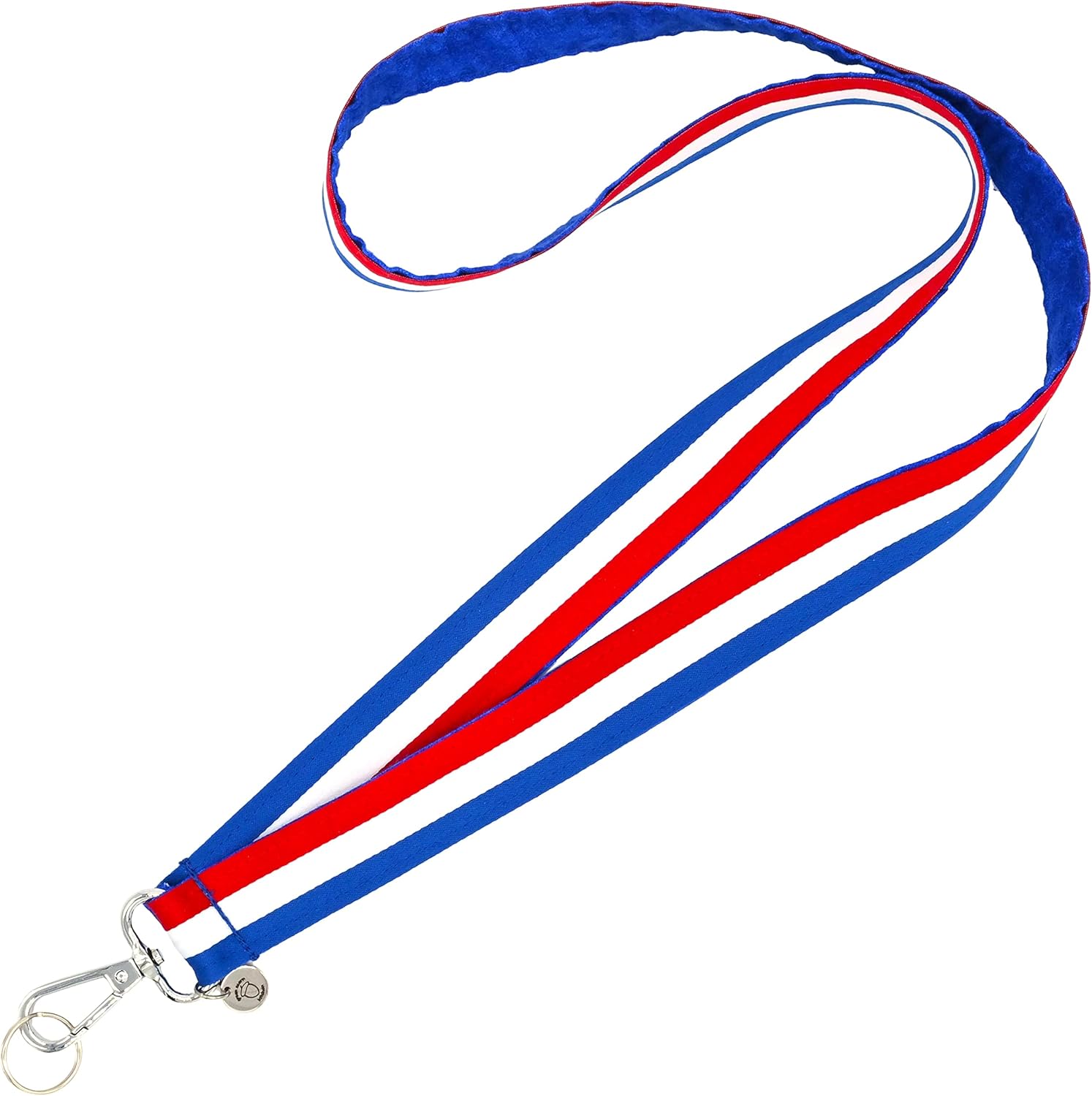 One Reversible Lanyard - Red White & Blue - American Flag Stripe - ID Badge Holder - Patriotic Keychain - 1 x 36 Inch With Swivel Clip - Handmade