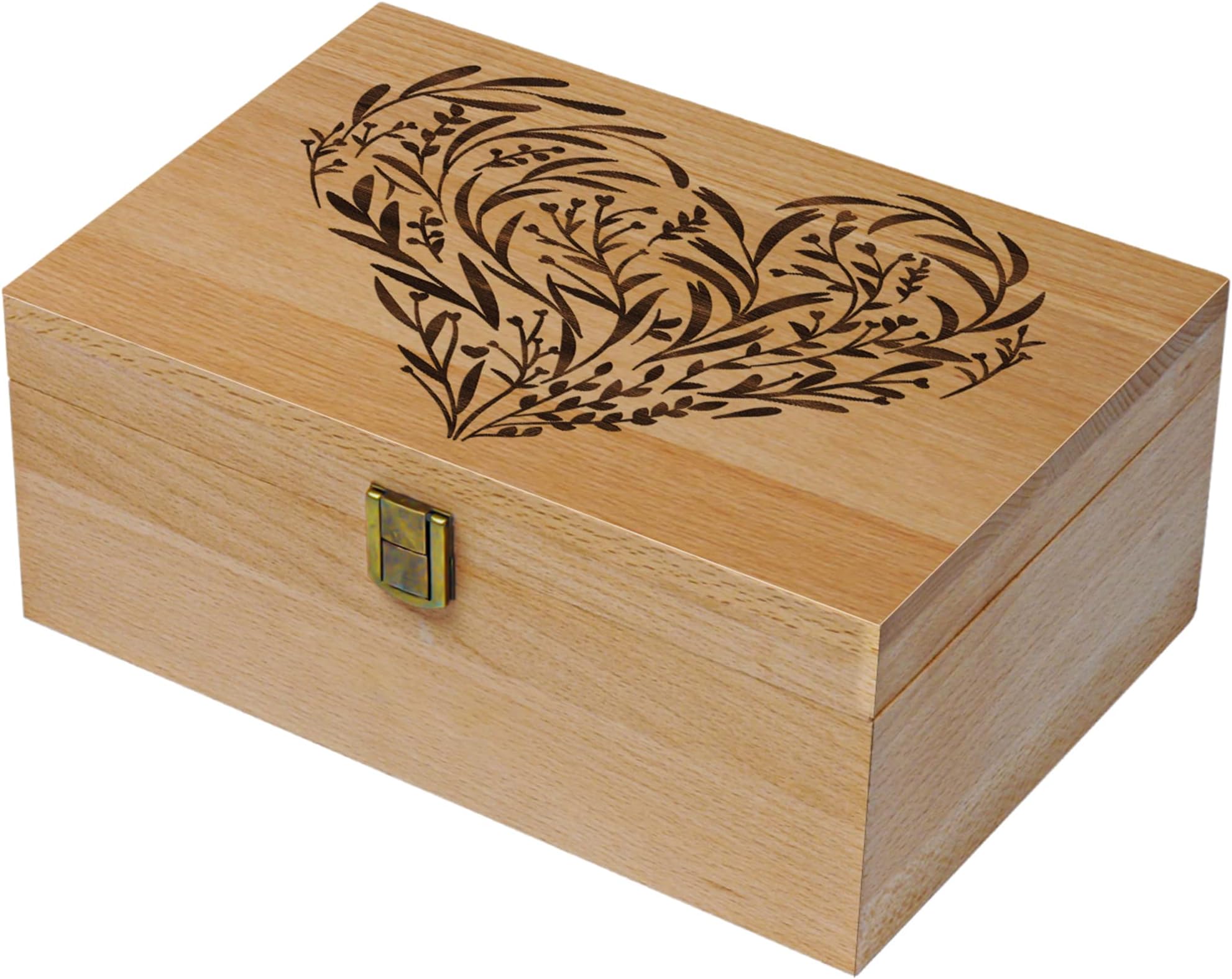 EXISTING Wooden Memory Keepsake Box, Floral Heart Engraved Large Keepsake Boxes with Lids, Memory Box Keepsakes Gift for Anniversary, Wedding, Memory, Birthday, Valentines Day, for Office or Home