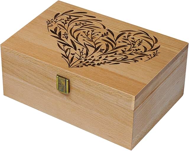 12 Wedding Basket Gift Ideas Curated For Warm Joyful Gifting 109 EXISTING Wooden Memory Keepsake Box, Floral Heart Engraved Large Keepsak...