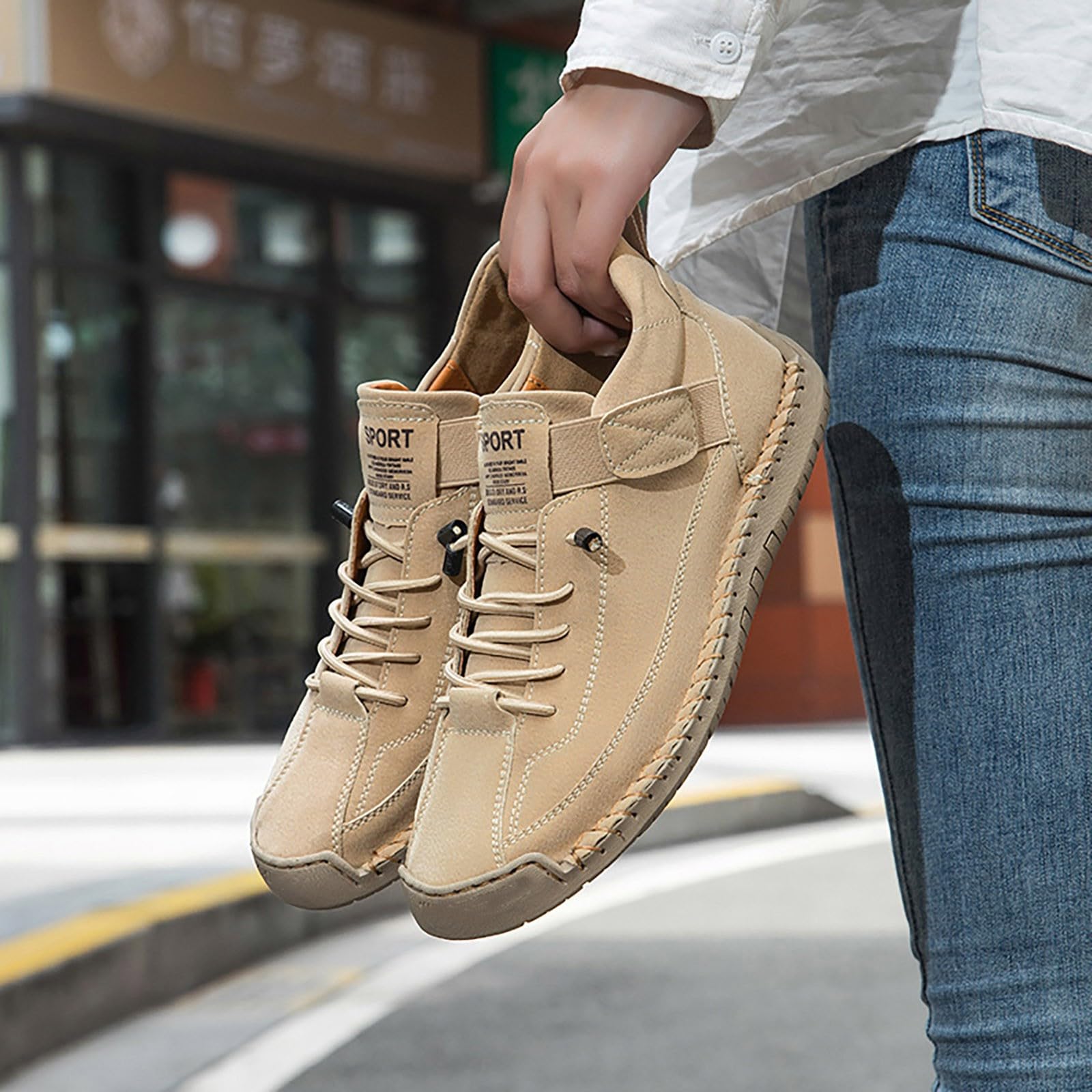 Scarpe da ginnastica da donna e da uomo, scarpe basse in pelle, con lacci, scarpe sportive, antiscivolo, scarpe da trekking, scarpe da trekking, scarpe basse per il tempo libero