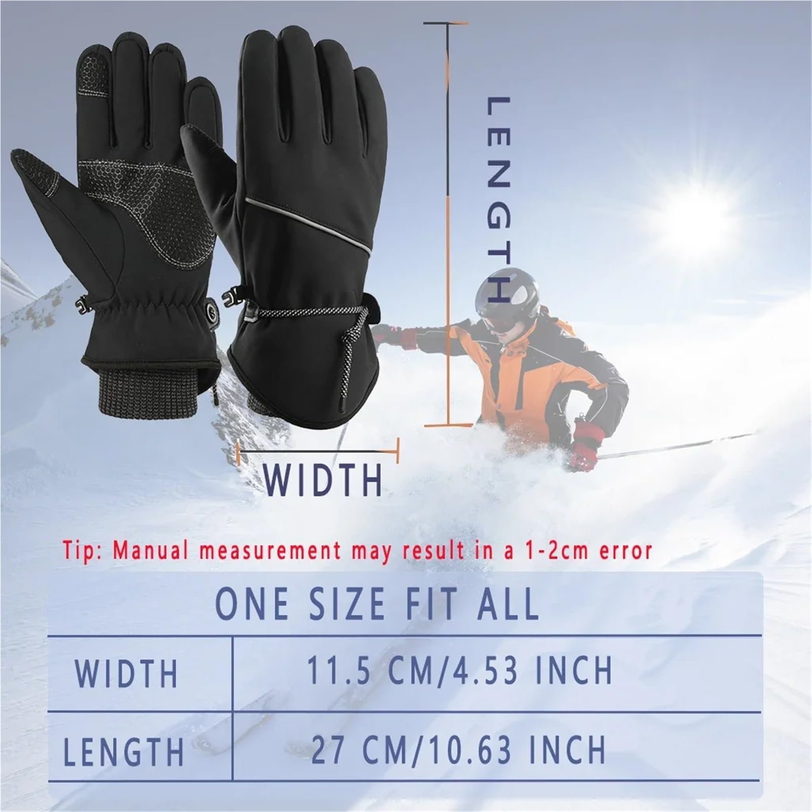 1 Paar Winterhandschuhe, wasserdicht, Winddicht, for Herren und Damen – warme Handschuhe for kaltes Wetter, Fahren, Radfahren, Laufen, Klettern(Blue)