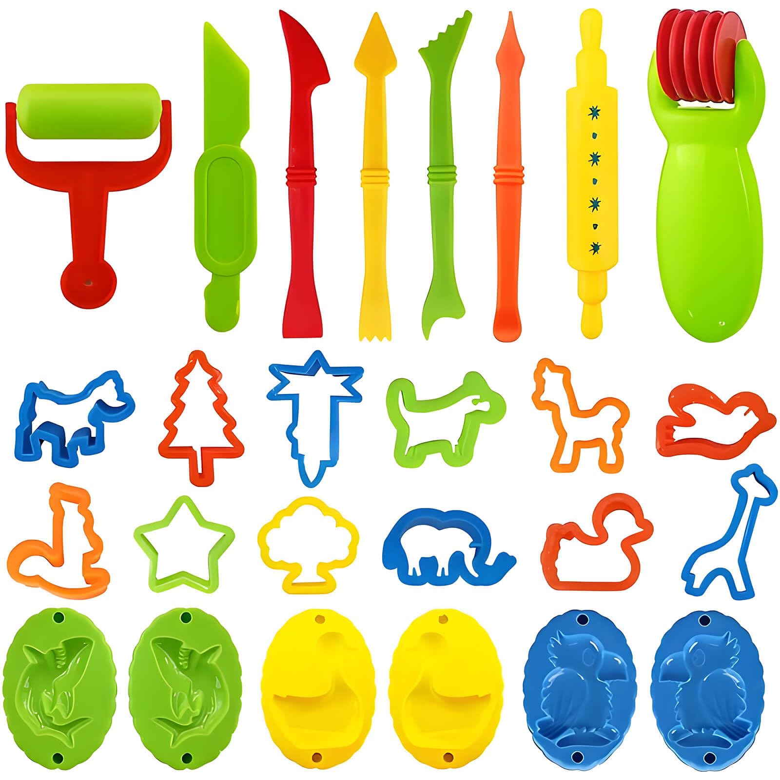 DxxD Formine per Plastilina, Pasta da Modellare per Plastilina, 26 Pezzi Strumenti Accessori per la Pasta da Gioco, Regalini Fine Festa Compleanno Giochi per Bambini dai 2 ai 10 Anni
