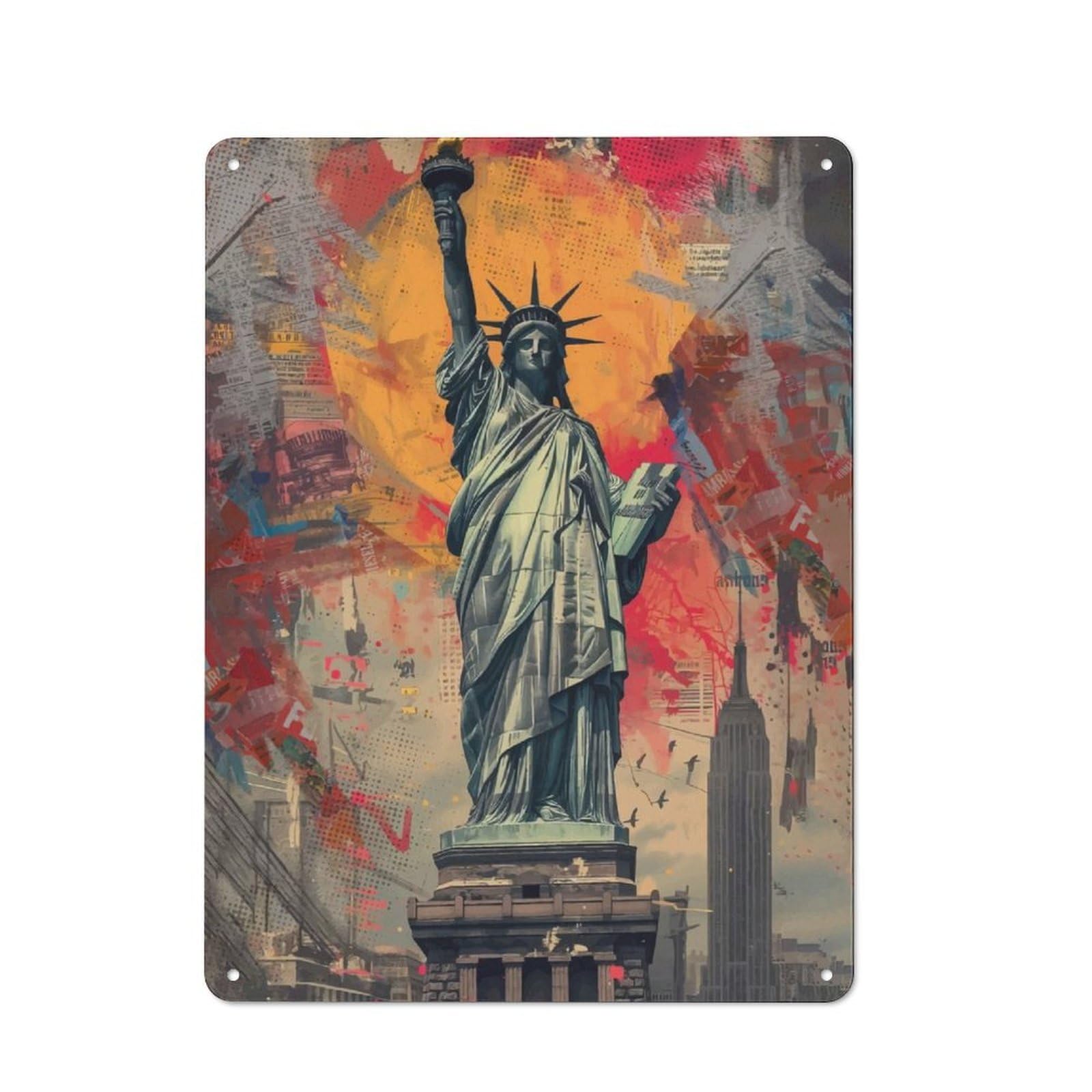 Junmoney Liberty Metal Plaque 40X30cm With For Garage Wall, Vintage Decor, For Vintage Wall Decor Fans, For Metal Sign Collectors