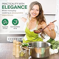 Vista 8 de Cucharas de madera para cocinar, juego de 2 piezas de utensilios de madera de cuchara de sopa y cuchara de pasta de espagueti con dientes, juego