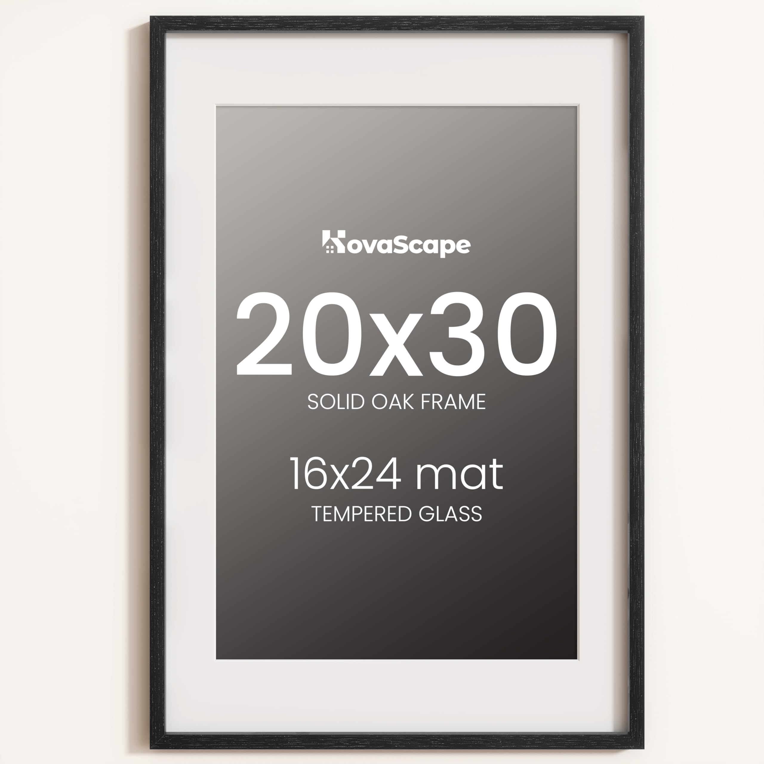 KovaScape 20x30 Photo Frame, Natural Solid Oak Wood Picture Frame with HD Tempered Glass, Modern Minimalist Wooden Frame Matted for 16x24 Photos, Versatile Wall Hanging & Tabletop Display