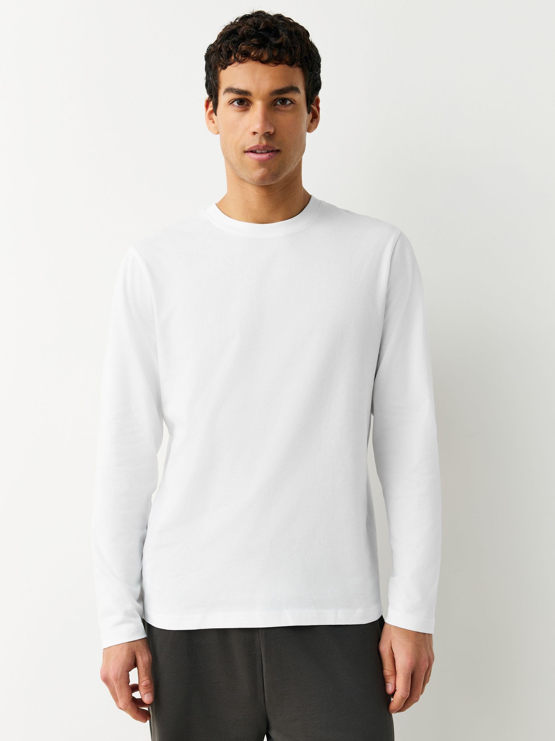 NEXT Herren Drunterzieh-Langarmshirts aus 100% Baumwolle, 5er-Pack Weiß M